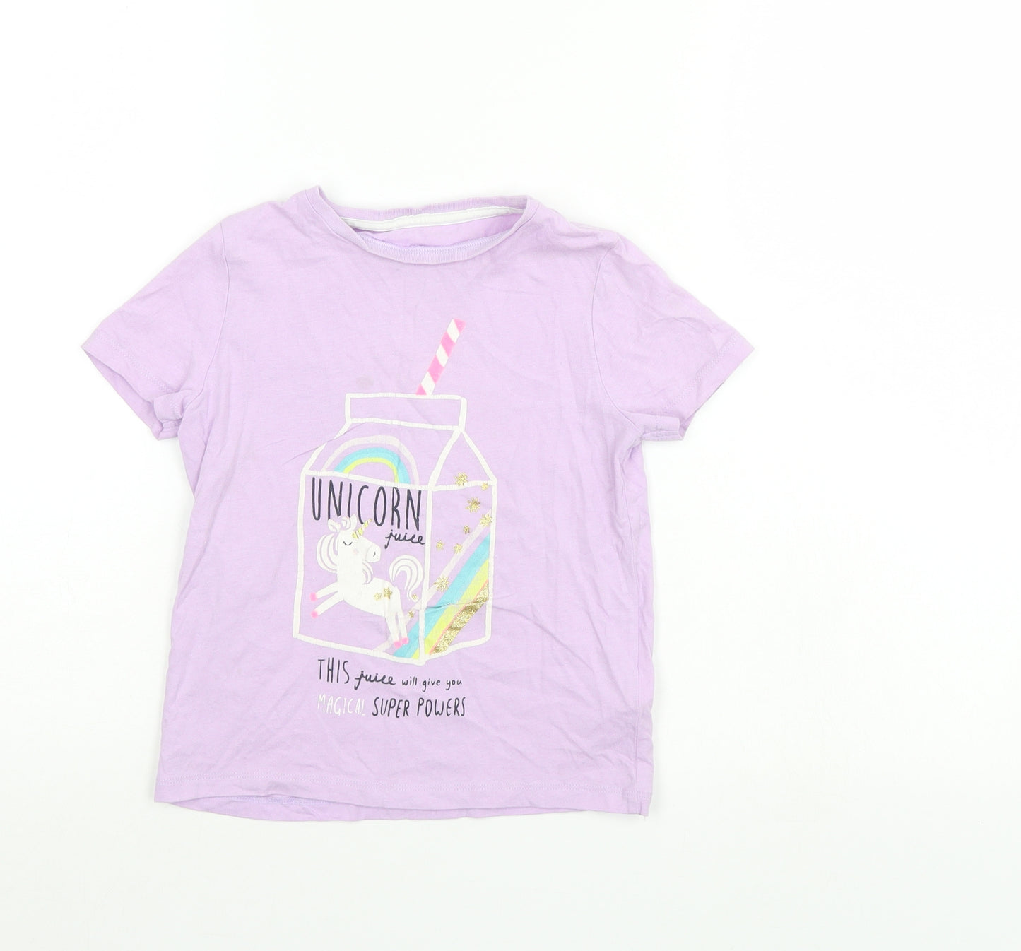 M&S Girls Purple   Basic T-Shirt Size 5-6 Years