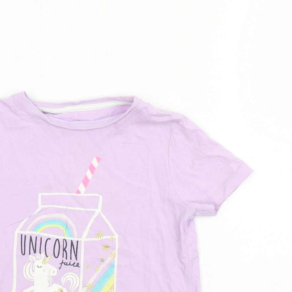 M&S Girls Purple   Basic T-Shirt Size 5-6 Years