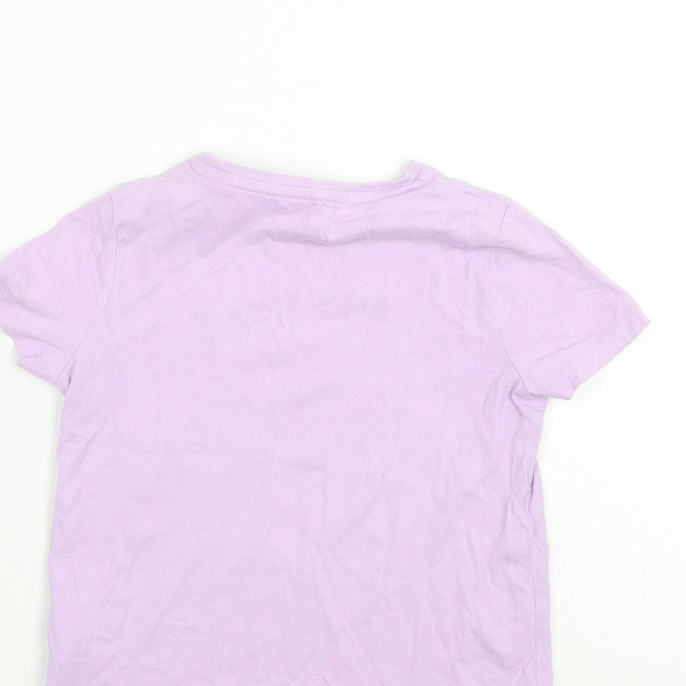 M&S Girls Purple   Basic T-Shirt Size 5-6 Years