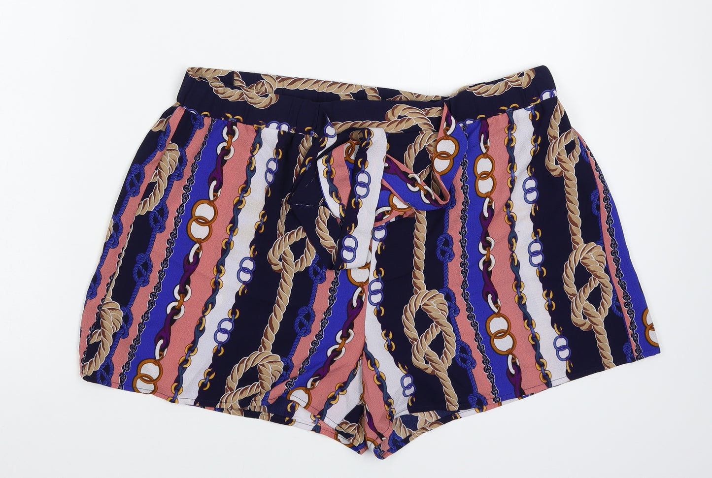 Papaya Womens Multicoloured Striped  Hot Pants Shorts Size 16