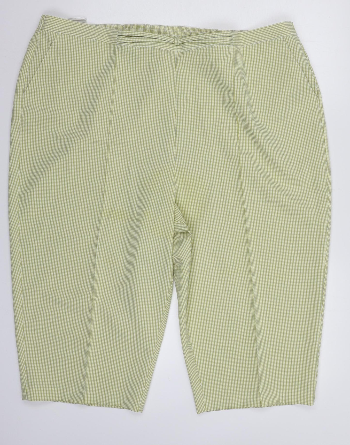 BM Womens Green Check  Cropped Trousers Size 24 L20 in