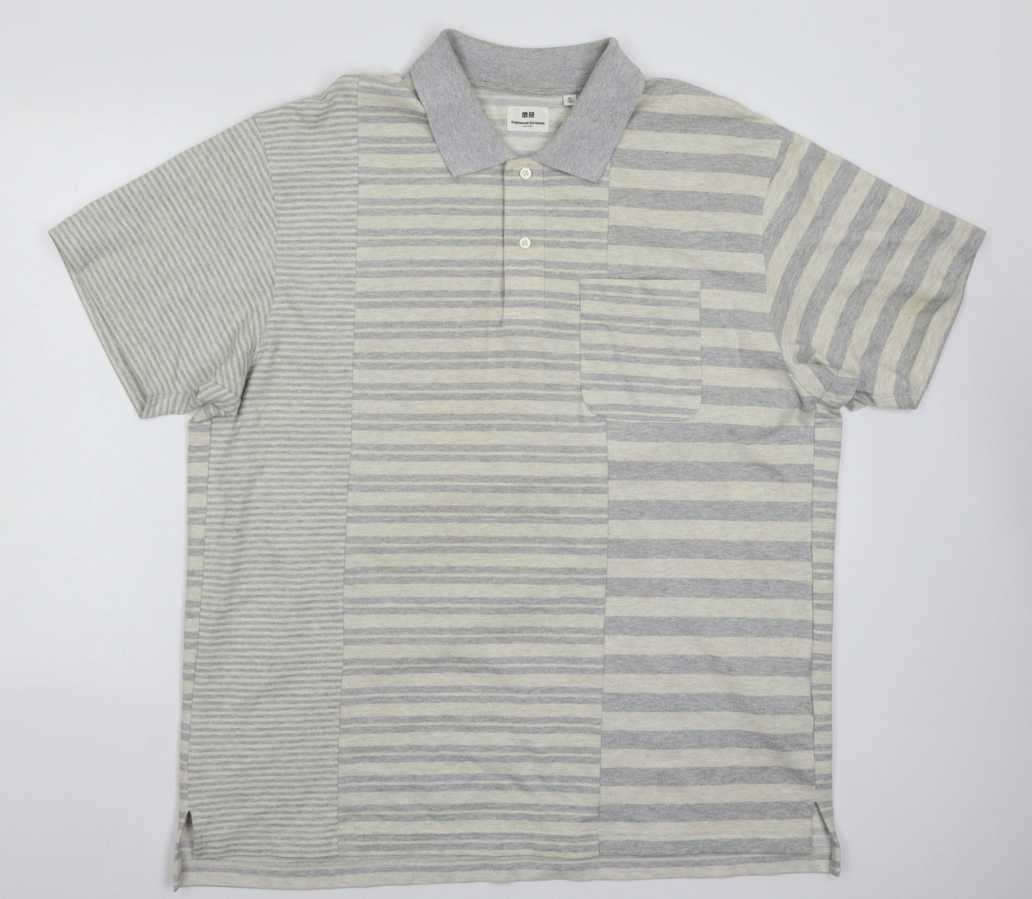 Uniqlo Mens Grey Striped   Polo Size 2XL