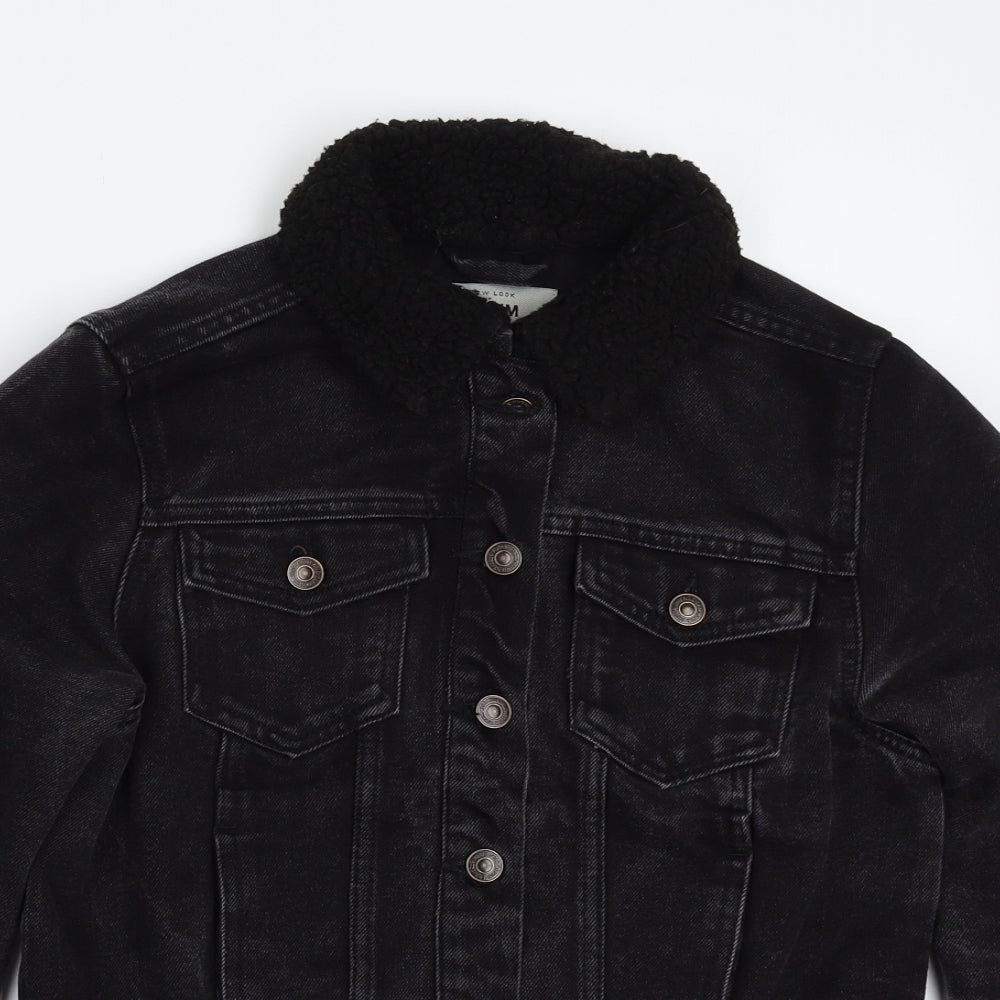 New Look Womens Black  Denim Jacket  Size 12