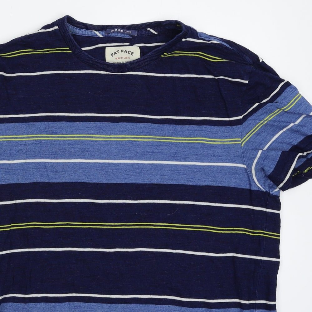Fat Face Mens Blue Striped   T-Shirt Size M