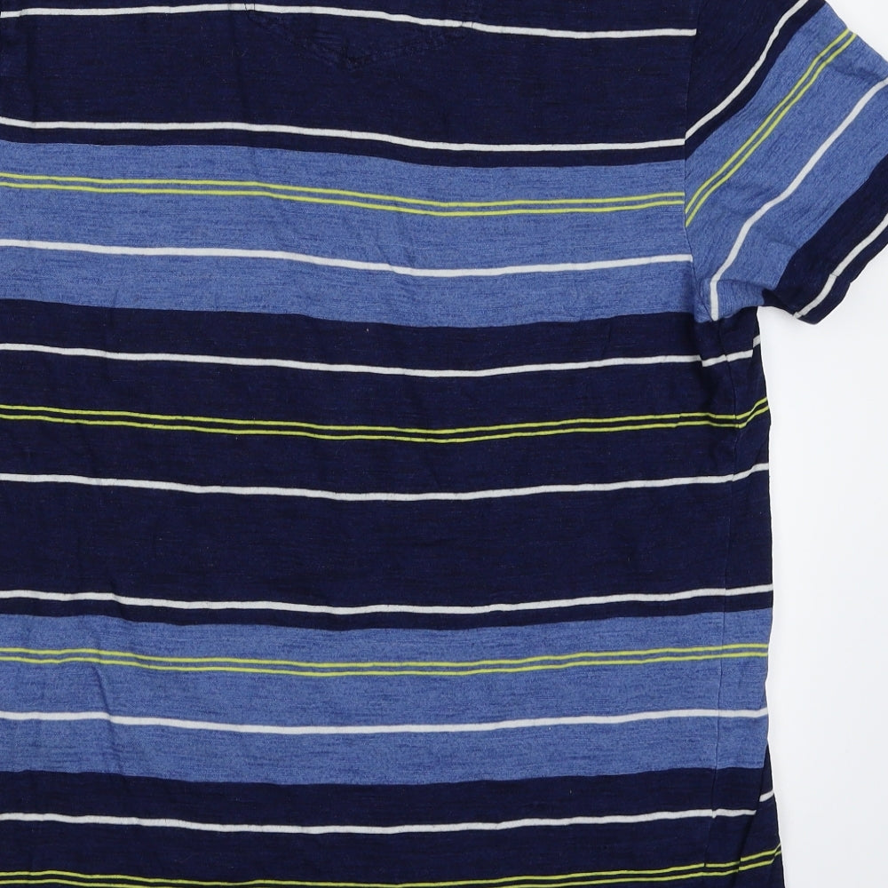 Fat Face Mens Blue Striped   T-Shirt Size M
