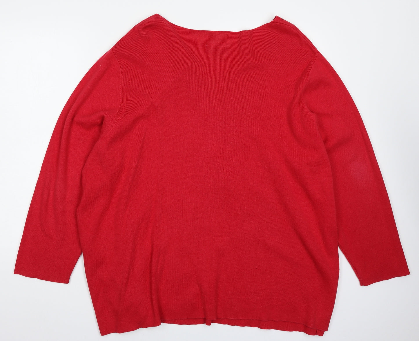 Quacker Factory Womens Red  Knit Pullover Jumper Size 3XL