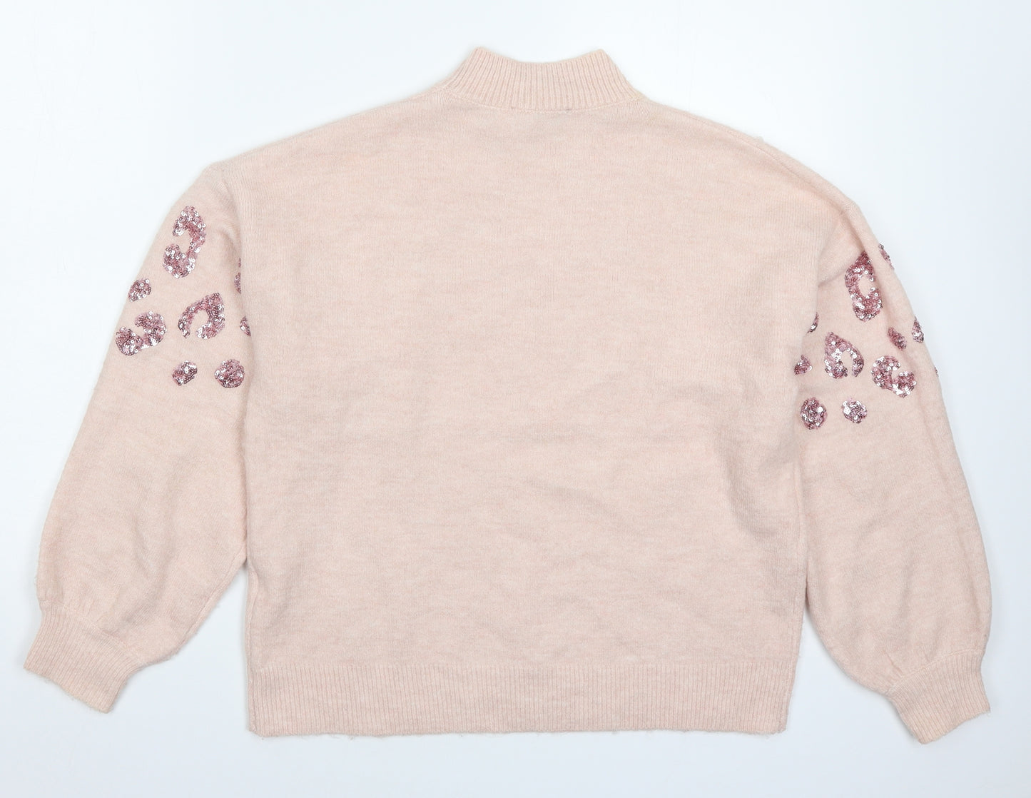 New Look Womens Pink Animal Print Knit Pullover Jumper Size S