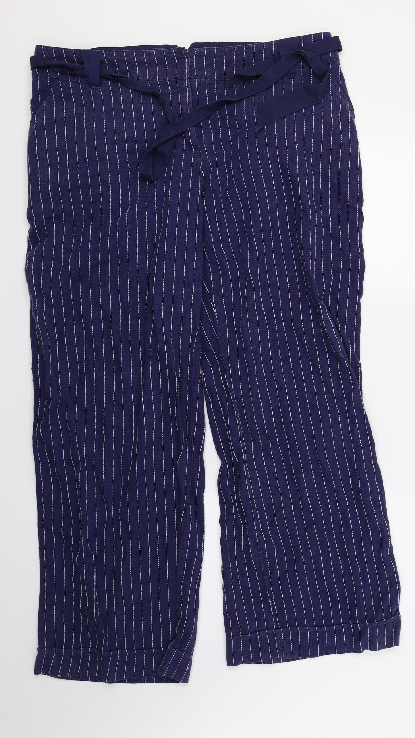 NEXT Womens Blue Striped  Trousers  Size 16 L30 in