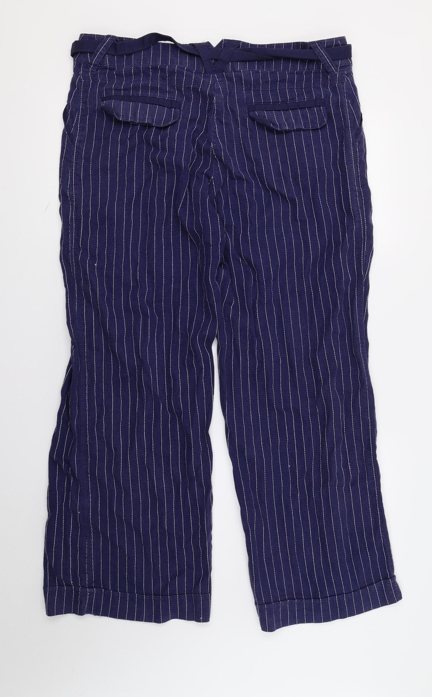NEXT Womens Blue Striped  Trousers  Size 16 L30 in