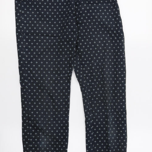 H&M Womens Blue Geometric  Trousers  Size 6 L26 in