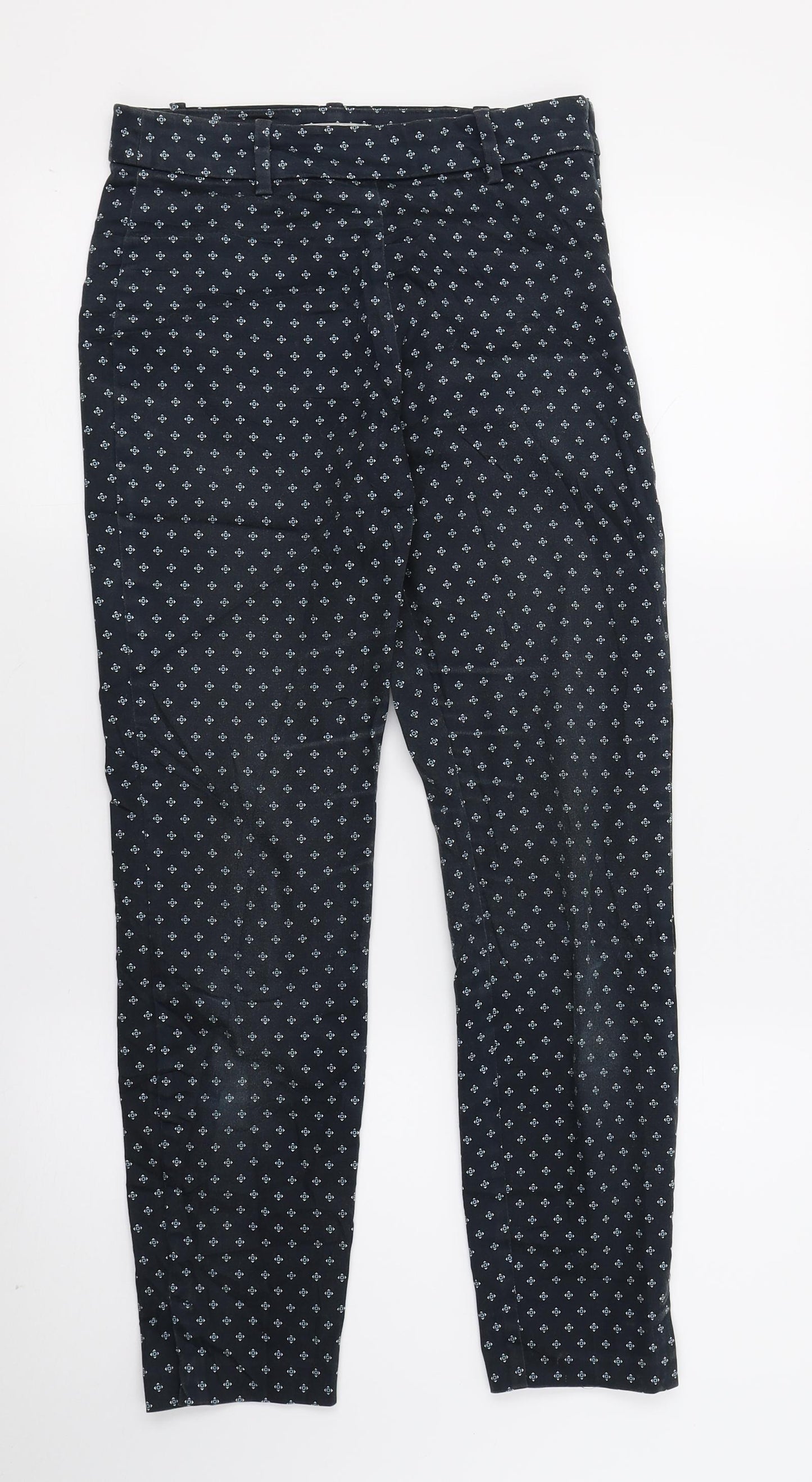 H&M Womens Blue Geometric  Trousers  Size 6 L26 in