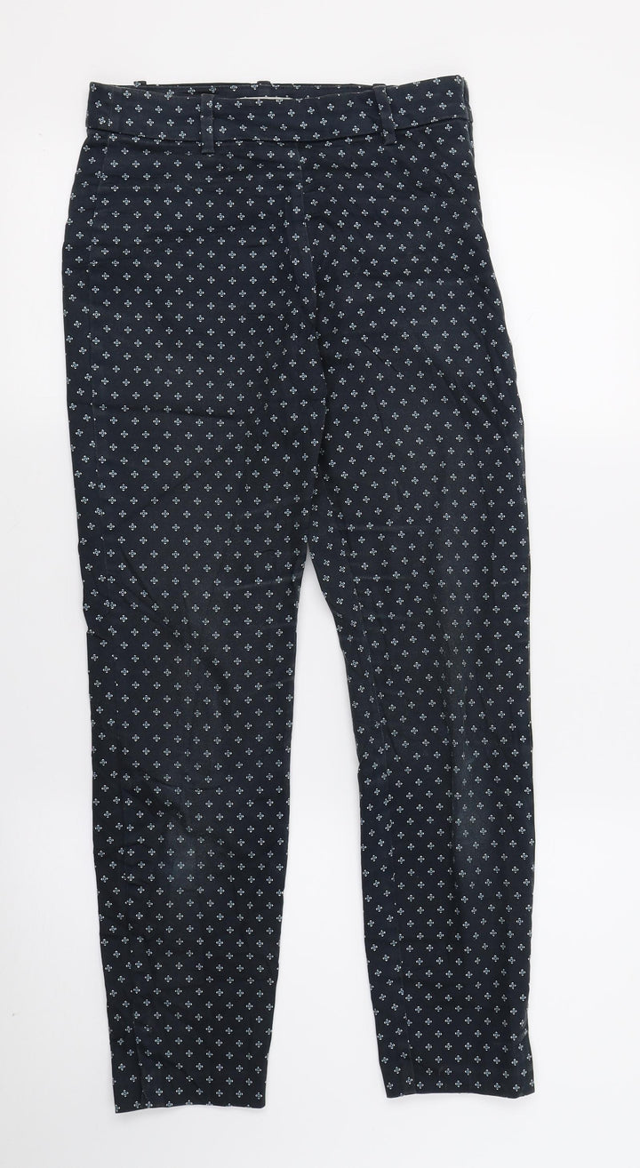 H&M Womens Blue Geometric  Trousers  Size 6 L26 in