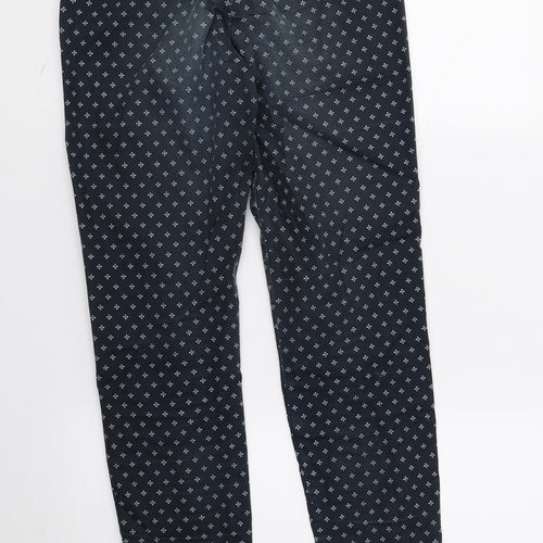 H&M Womens Blue Geometric  Trousers  Size 6 L26 in