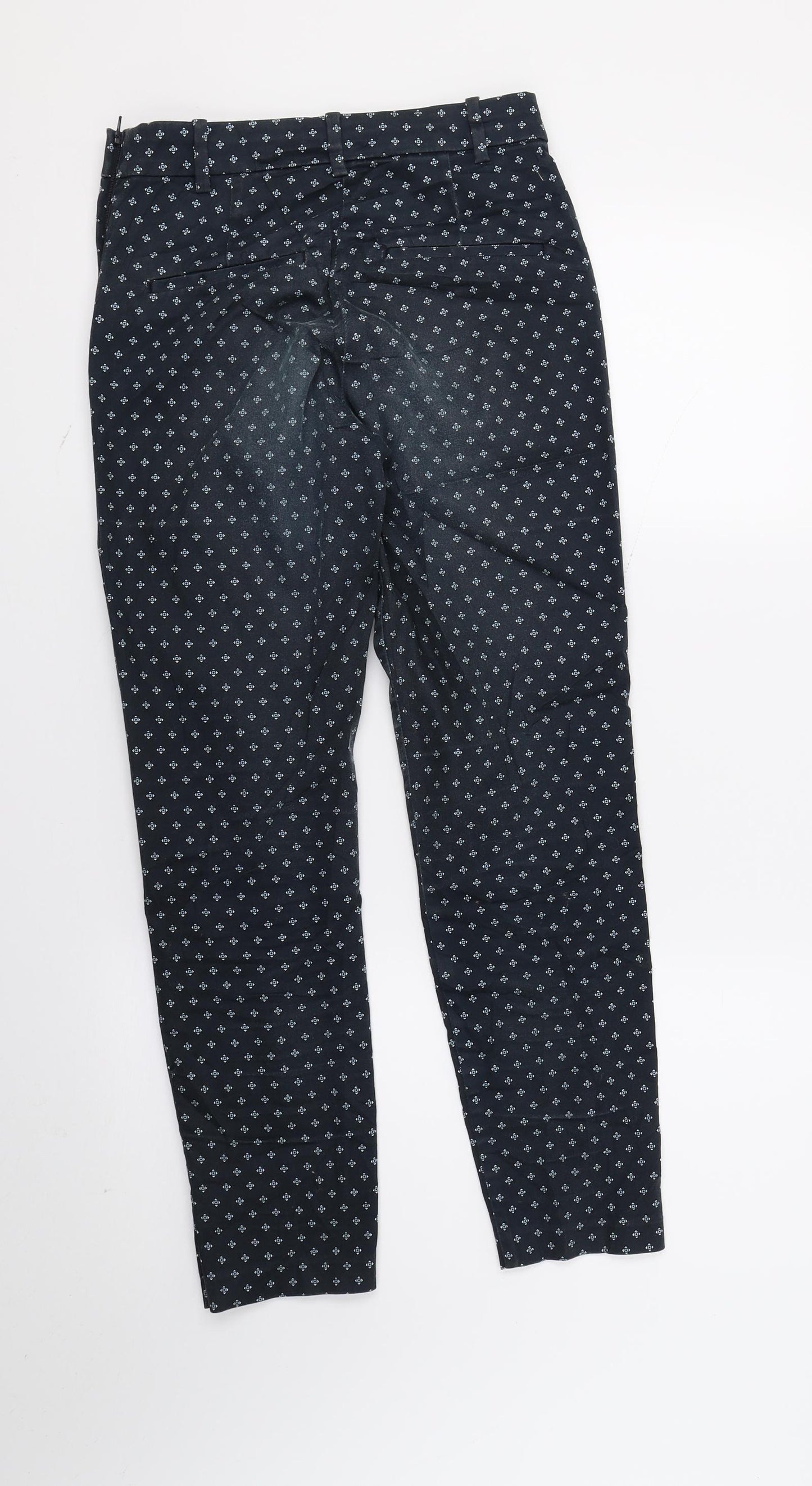H&M Womens Blue Geometric  Trousers  Size 6 L26 in