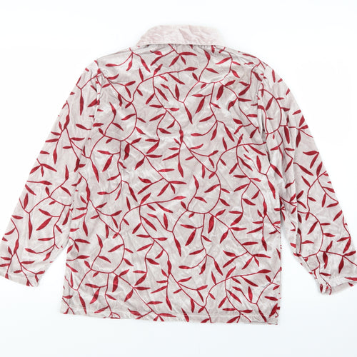 Neuville Womens Red Floral Velvet Basic Polo Size 12