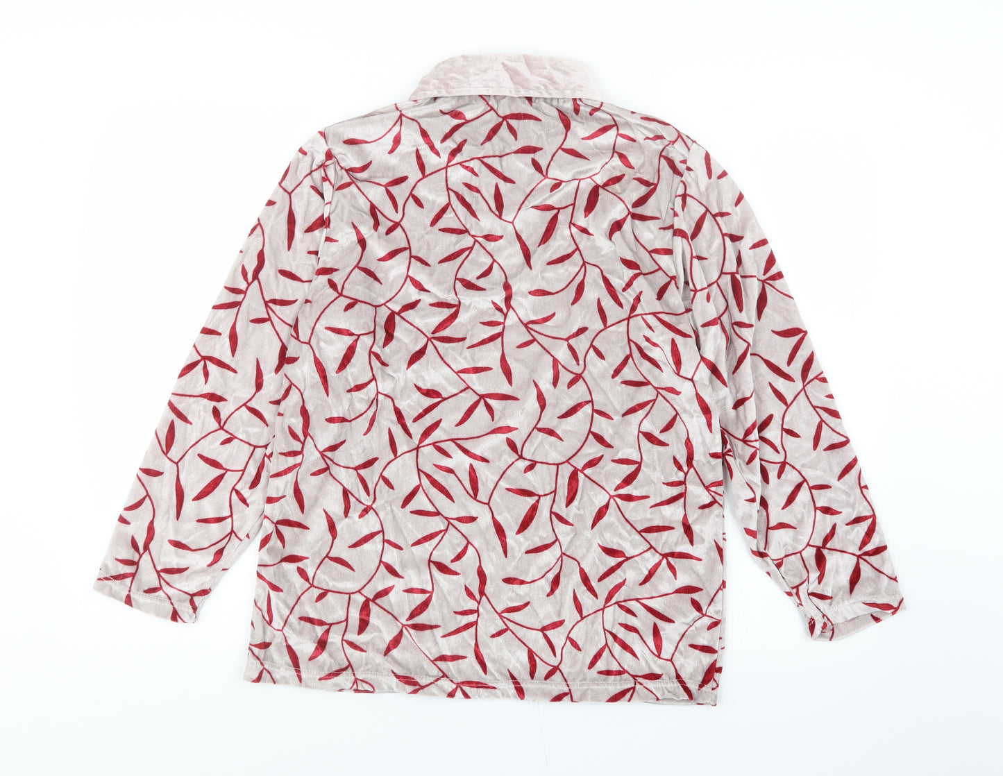 Neuville Womens Red Floral Velvet Basic Polo Size 12
