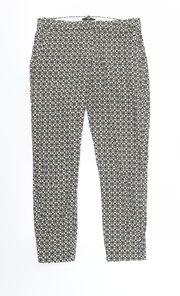 H&M Womens Beige Geometric  Trousers  Size 8 L25 in
