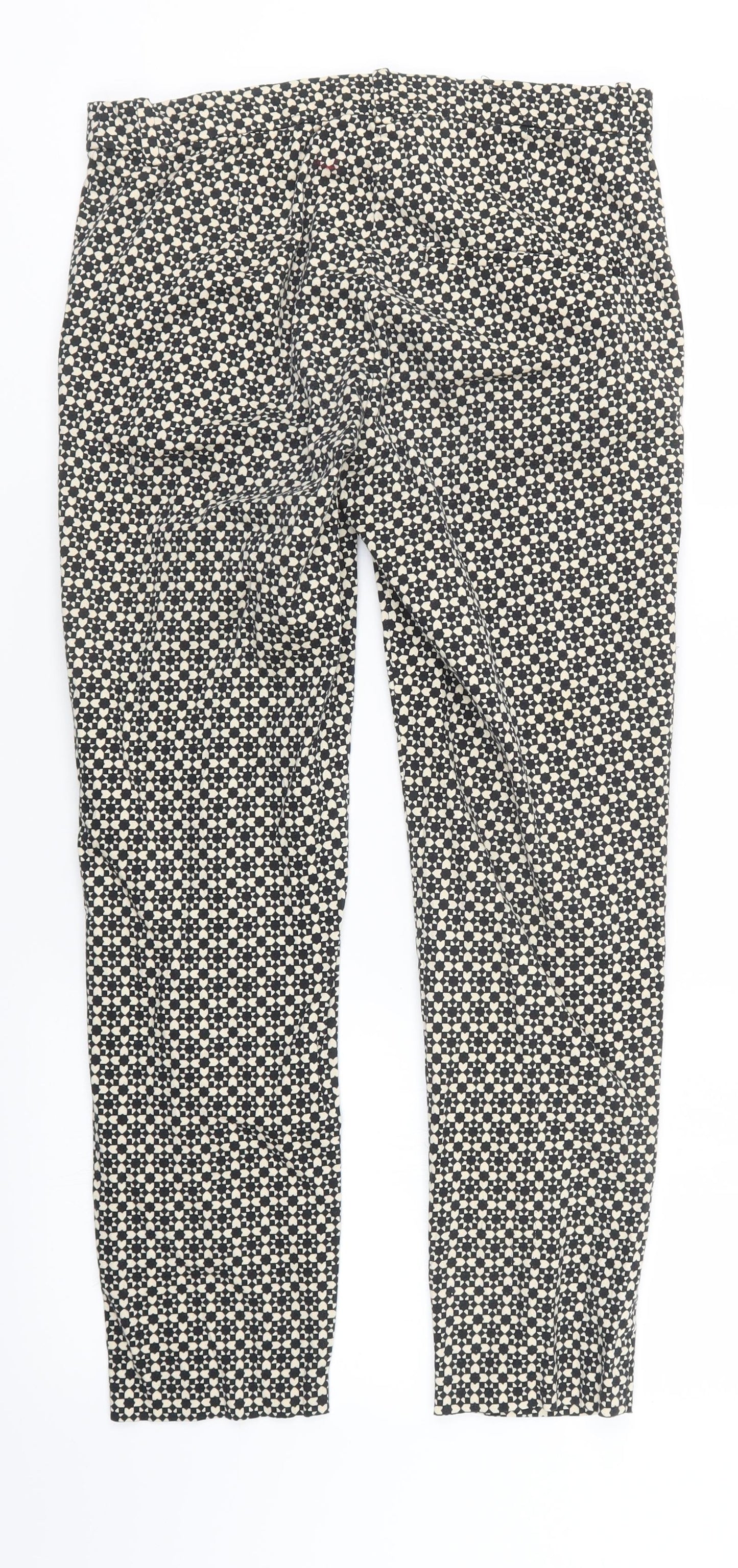 H&M Womens Beige Geometric  Trousers  Size 8 L25 in