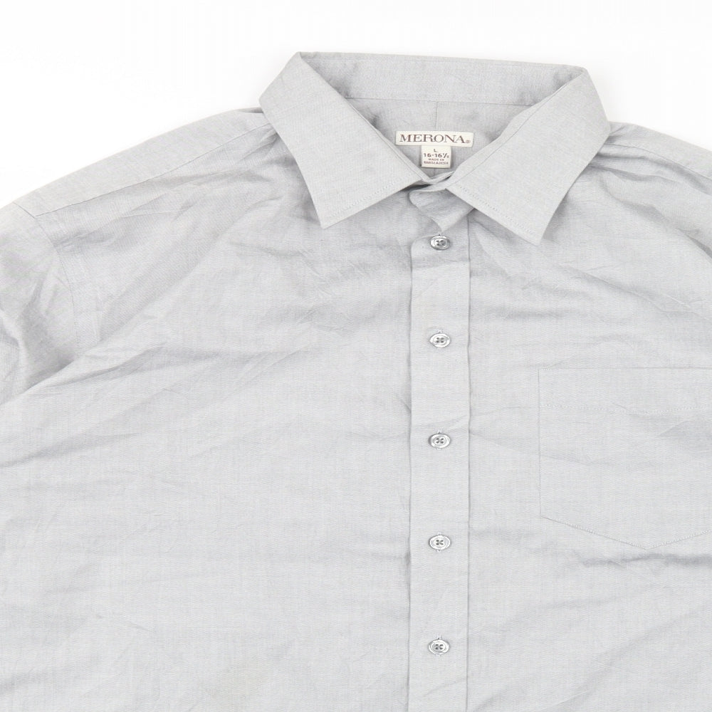 Merona Mens Grey    Button-Up Size L