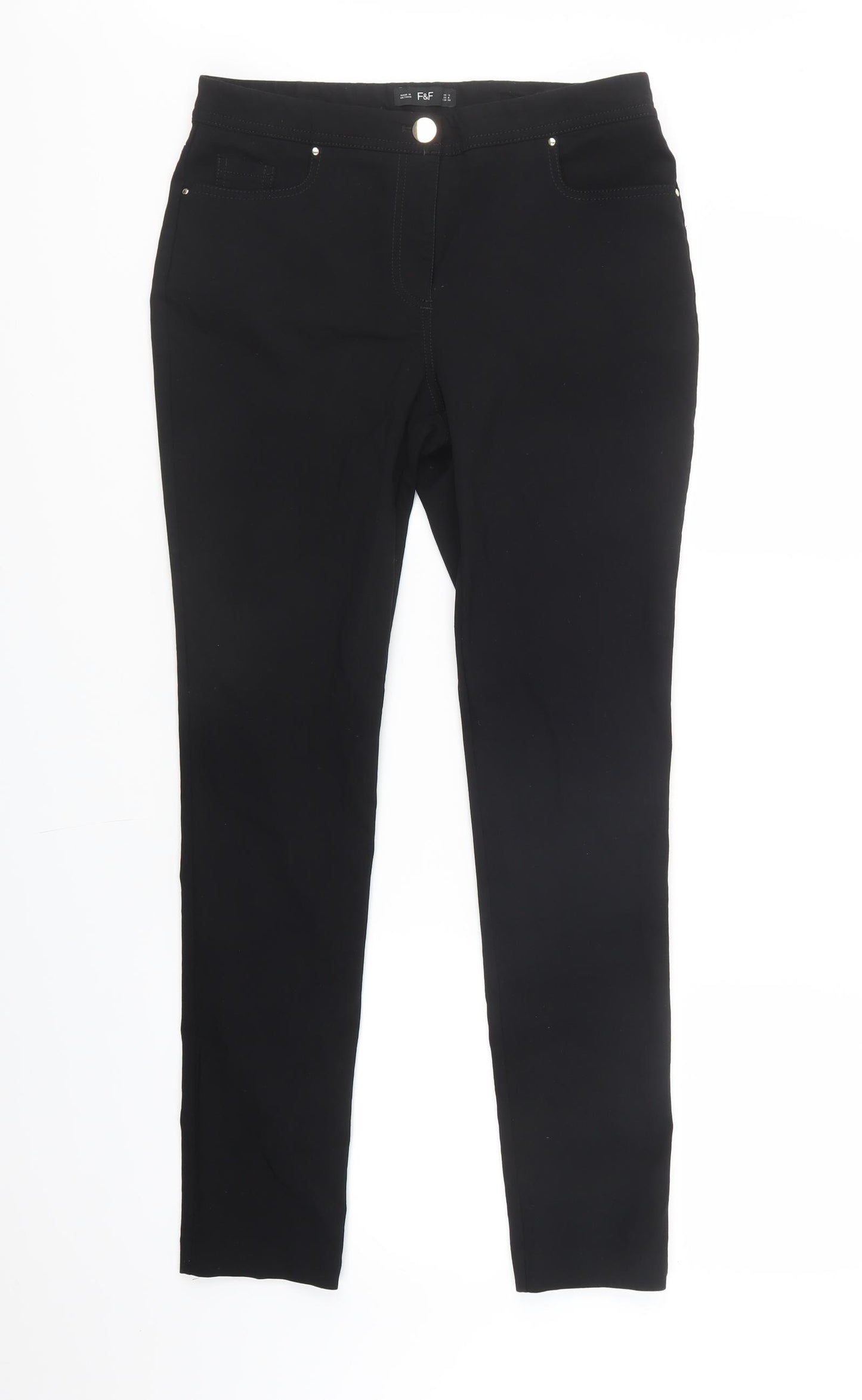 F&F Womens Black   Trousers  Size 12 L28 in