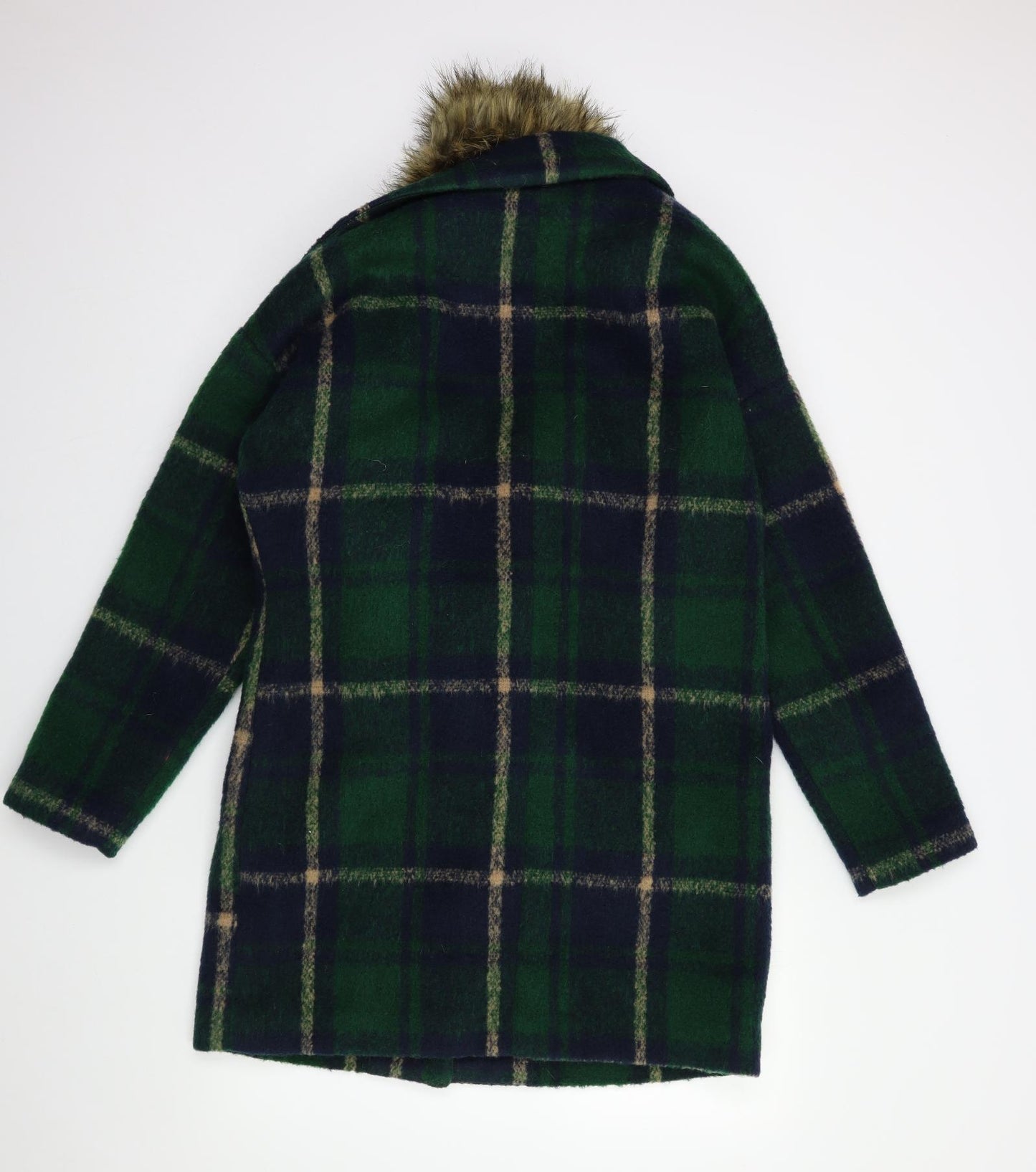 New Look Womens Green Check  Overcoat Coat Size 12