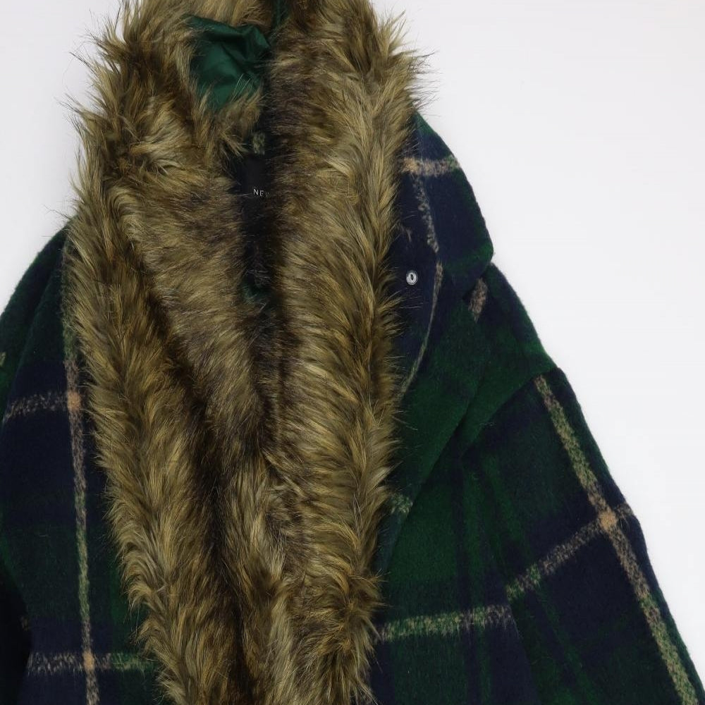 New Look Womens Green Check  Overcoat Coat Size 12
