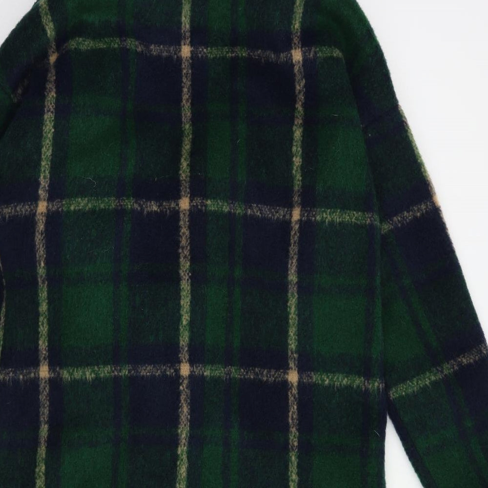 New Look Womens Green Check  Overcoat Coat Size 12