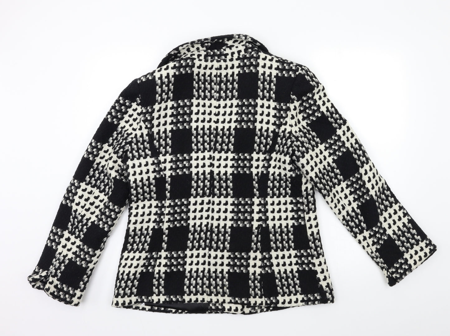 Papaya Womens Black Houndstooth  Overcoat Coat Size 12
