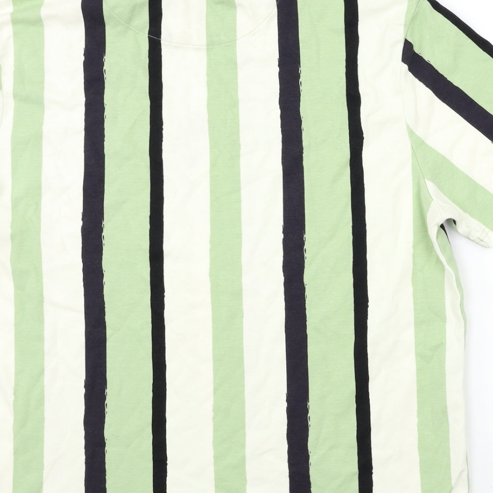 River Island Mens Grey Striped   T-Shirt Size L