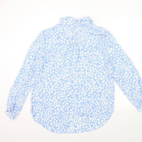 F&F Womens Blue Animal Print  Basic Button-Up Size 14