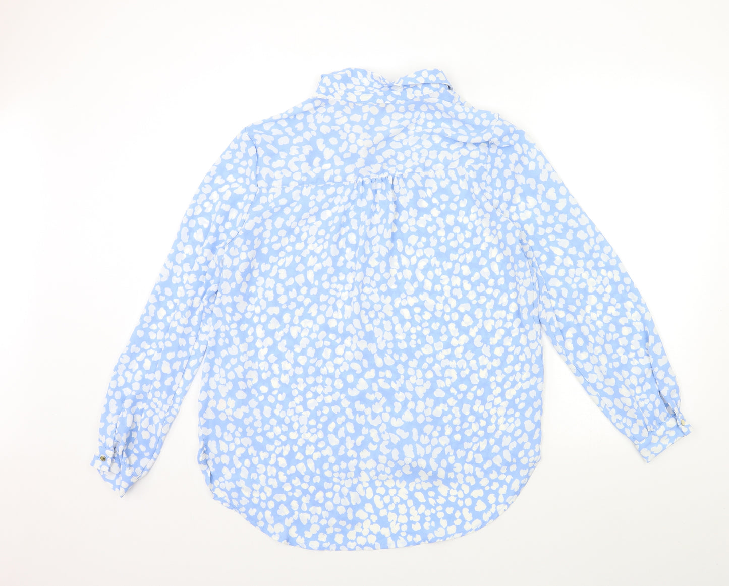 F&F Womens Blue Animal Print  Basic Button-Up Size 14