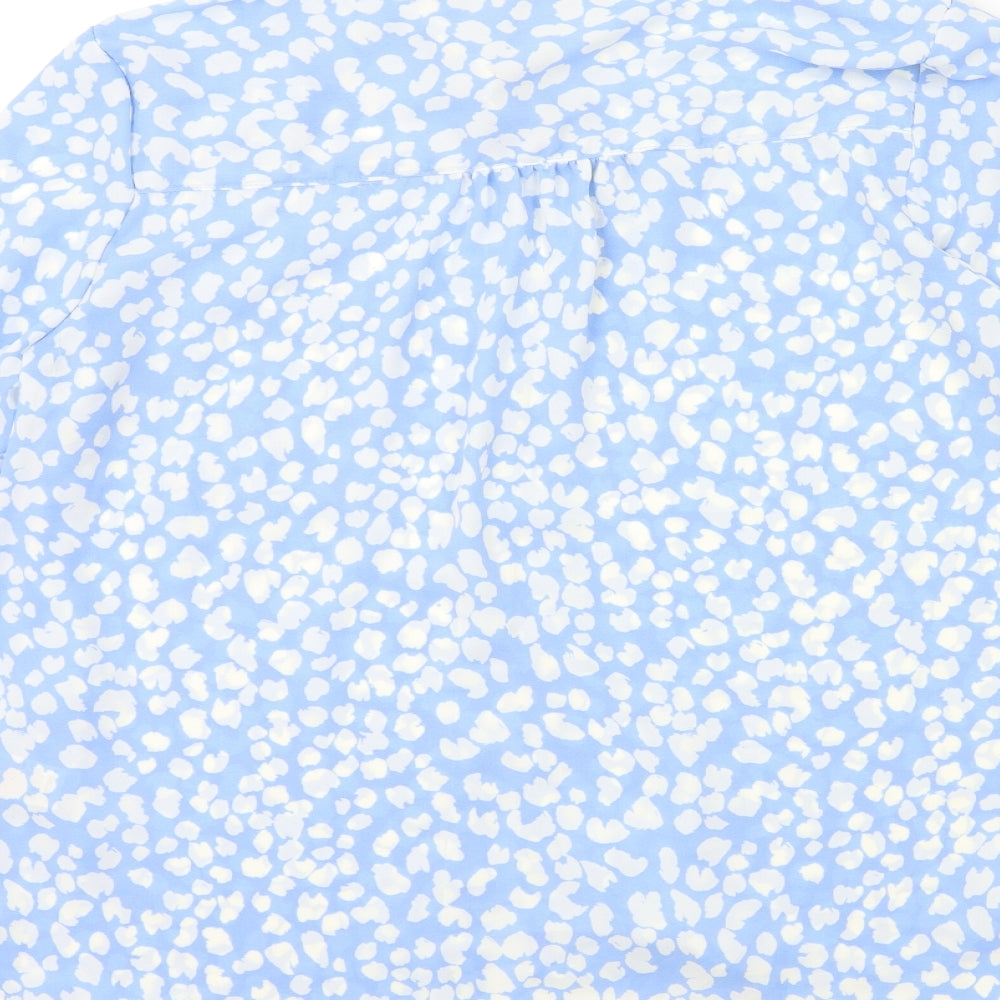F&F Womens Blue Animal Print  Basic Button-Up Size 14