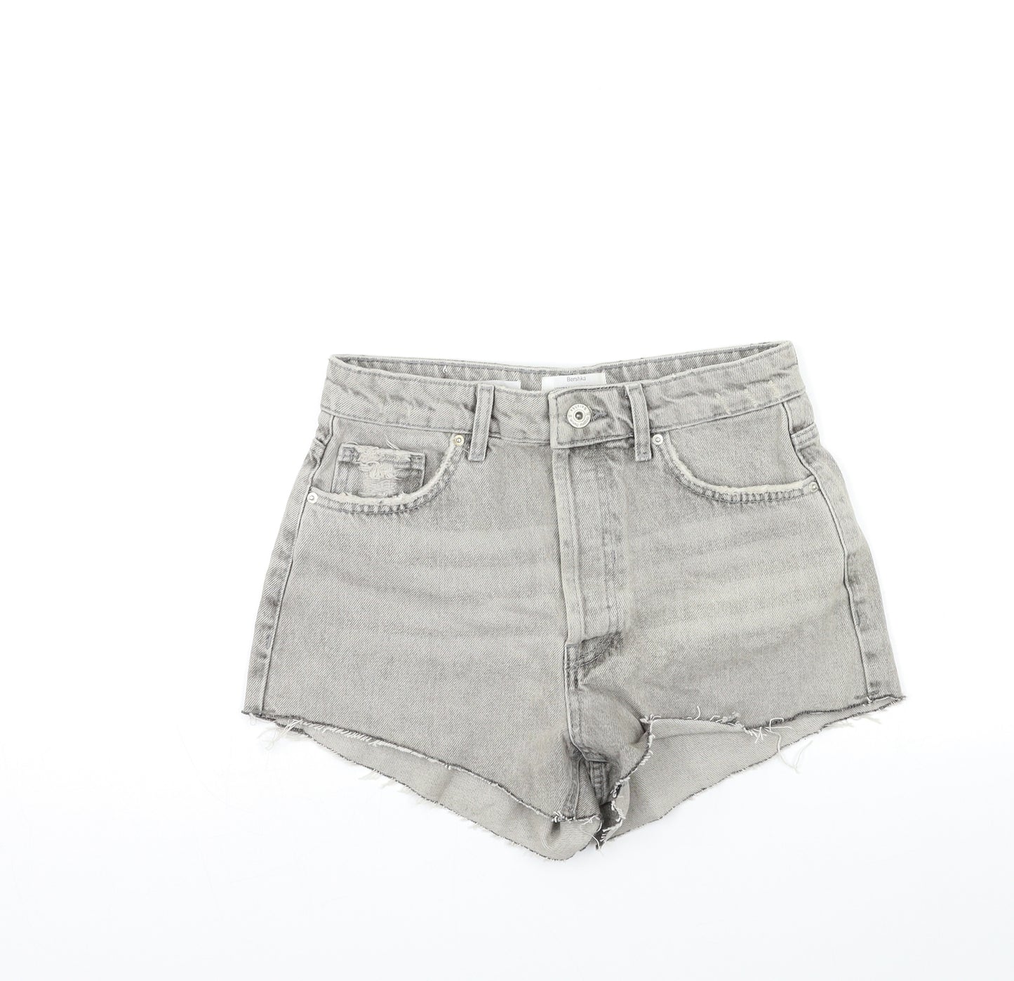 Bershka Womens Grey  Denim Hot Pants Shorts Size 8