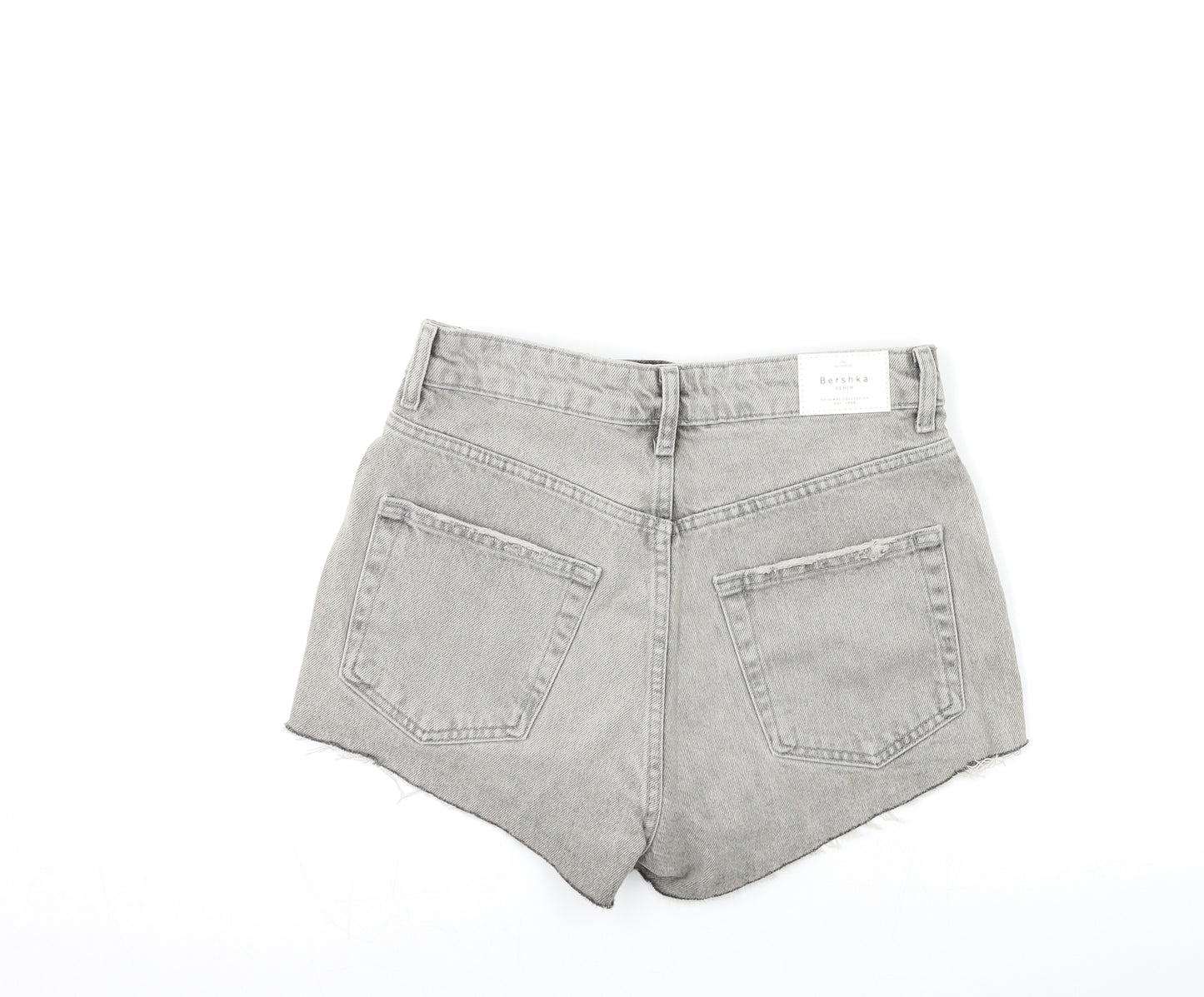 Bershka Womens Grey  Denim Hot Pants Shorts Size 8