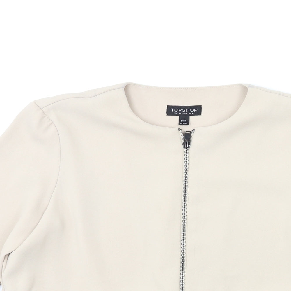 Topshop Womens Beige   Bomber Jacket Jacket Size 12
