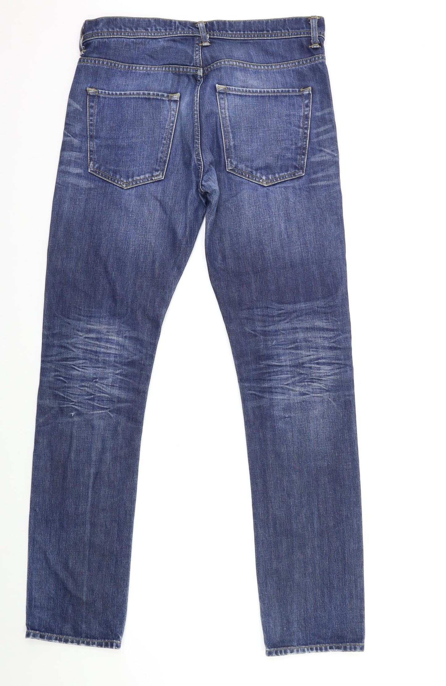 Topman Mens Blue  Denim Straight Jeans Size 32 in L32 in