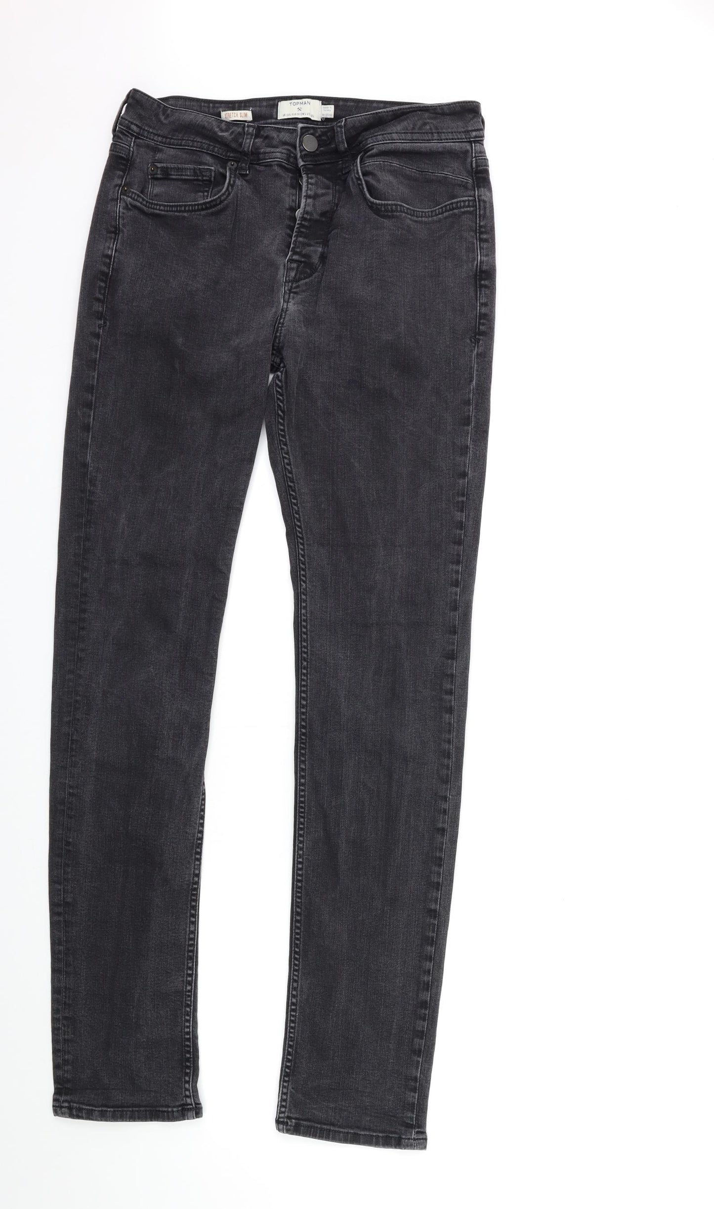 Topman Mens Grey  Denim Skinny Jeans Size 32 in L32 in