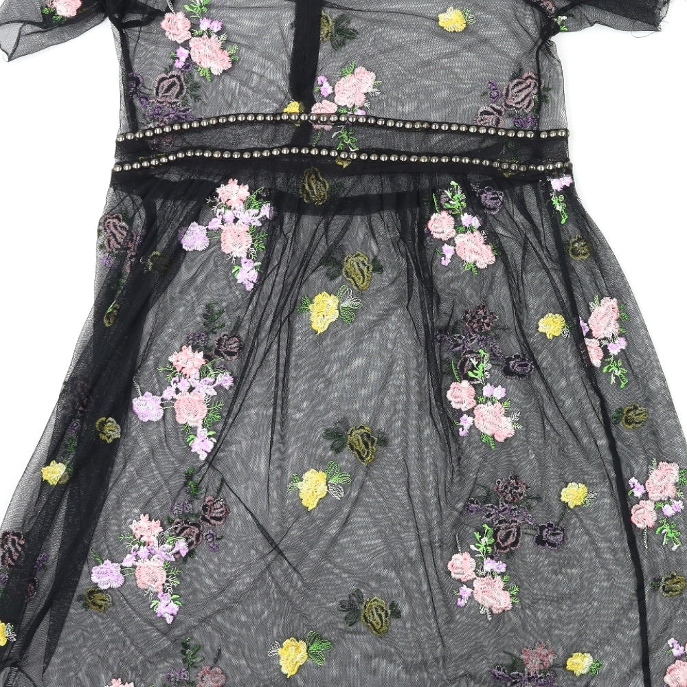 New Look Womens Black Floral  Shift  Size 8
