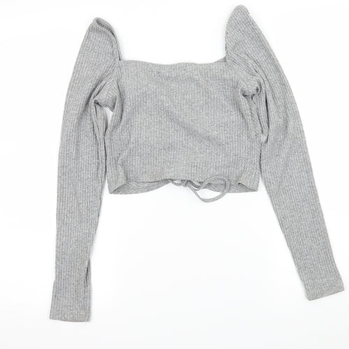 FOREVER 21 Womens Grey  Jersey Basic T-Shirt Size M  - Ruched