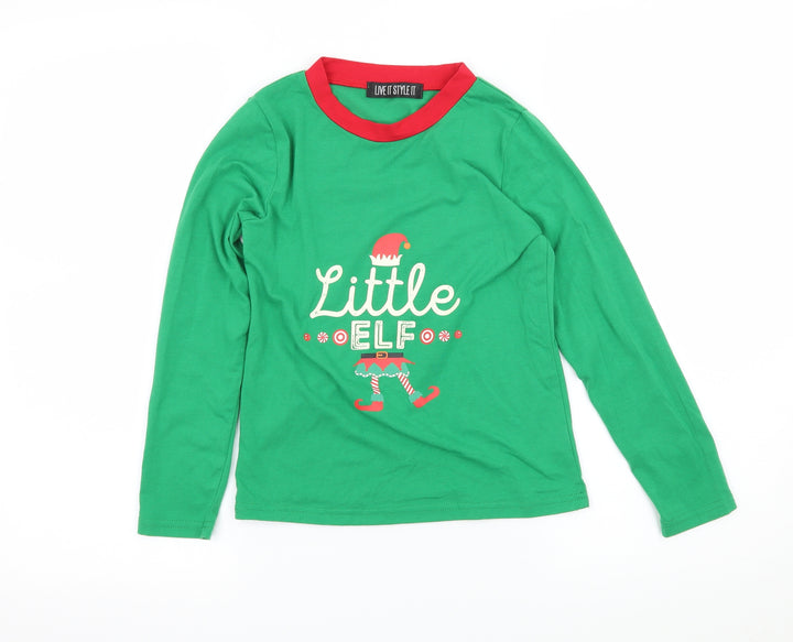 Live It Style It Girls Green Striped Jersey Top Pyjama Set Size 5-6 Years - Little Elf