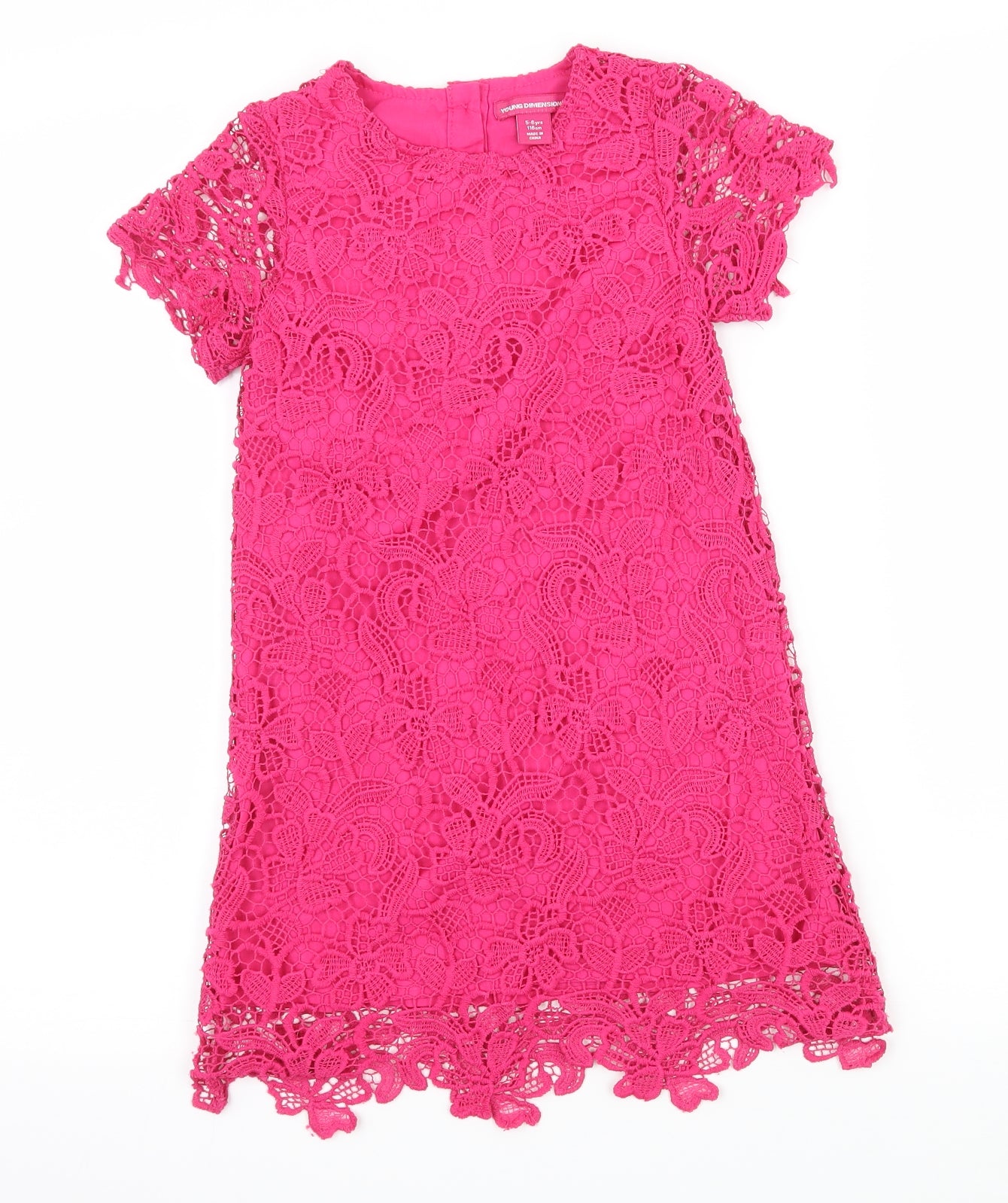 Young Dimension Girls Pink  Crochet A-Line  Size 5-6 Years