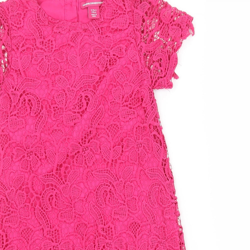 Young Dimension Girls Pink  Crochet A-Line  Size 5-6 Years