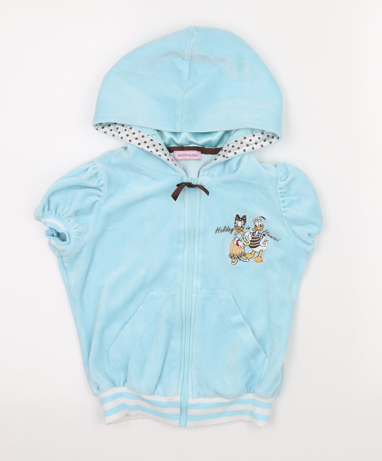 Monnalisa Girls Blue  Velvet Full Zip Hoodie Size 6 Years  - Donald Duck