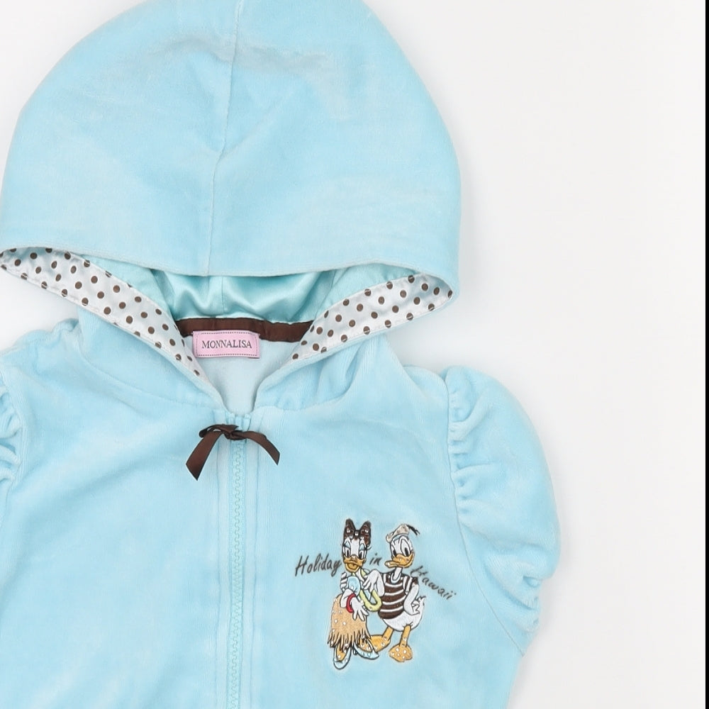 Monnalisa Girls Blue  Velvet Full Zip Hoodie Size 6 Years  - Donald Duck