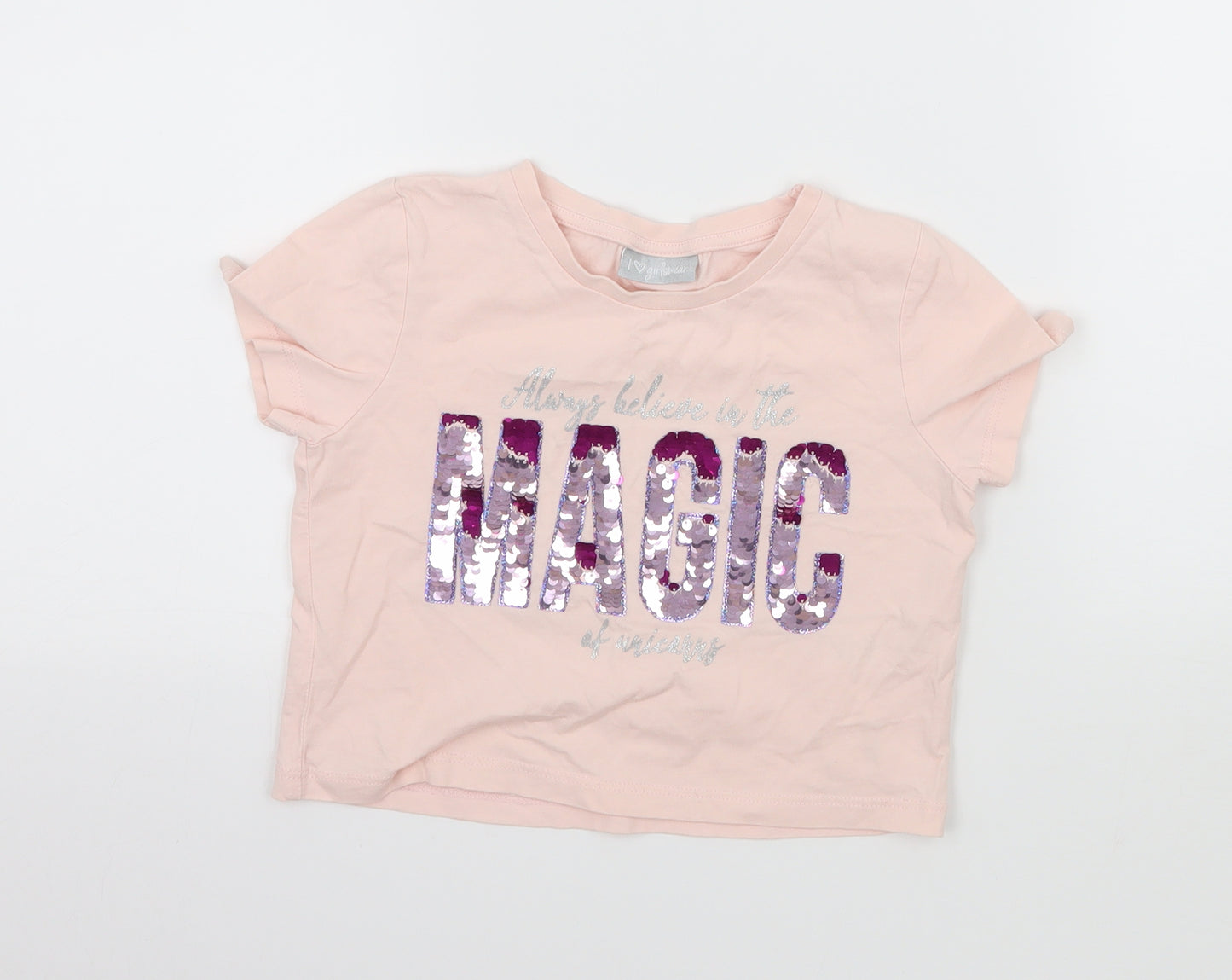 Matalan Girls Pink  Jersey Basic T-Shirt Size 5 Years  - Magic