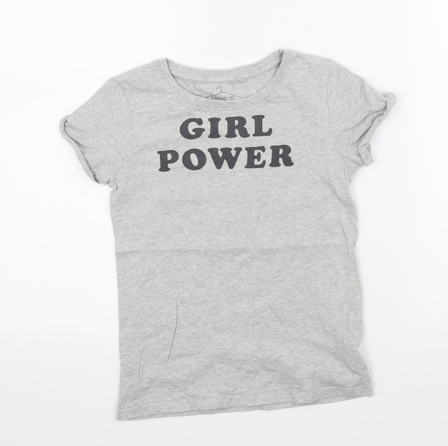 NEXT Girls Grey Geometric Jersey Basic T-Shirt Size 8 Years  - Girl Power