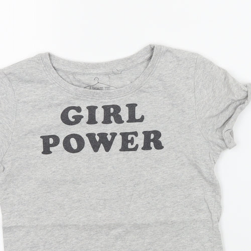 NEXT Girls Grey Geometric Jersey Basic T-Shirt Size 8 Years  - Girl Power