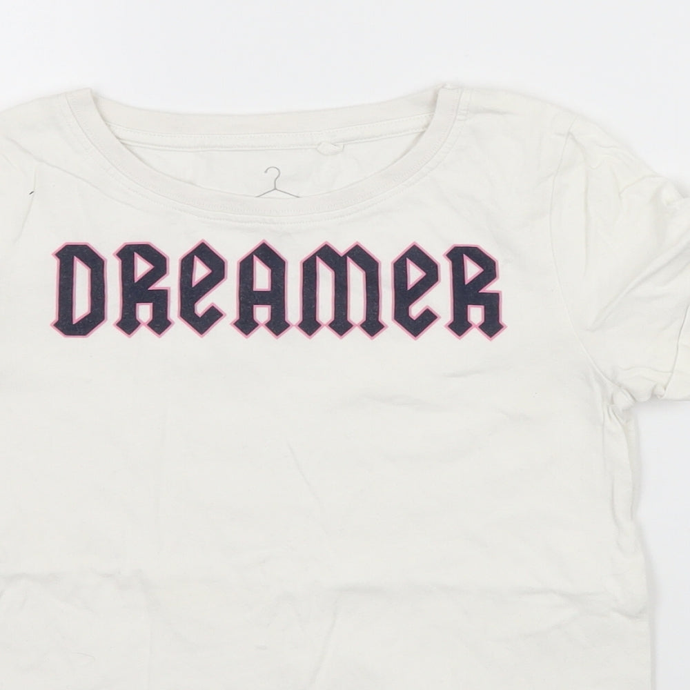 NEXT Girls White  Jersey Basic T-Shirt Size 8 Years  - Dreamer