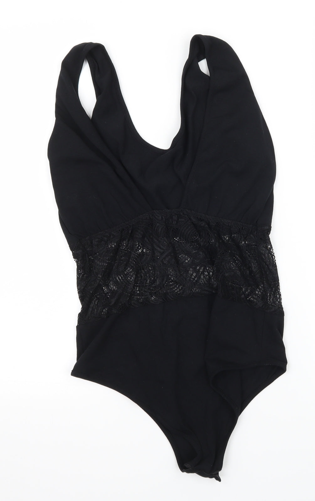 NEXT Womens Black  Jersey Bodysuit One-Piece Size 12  - Lace panel