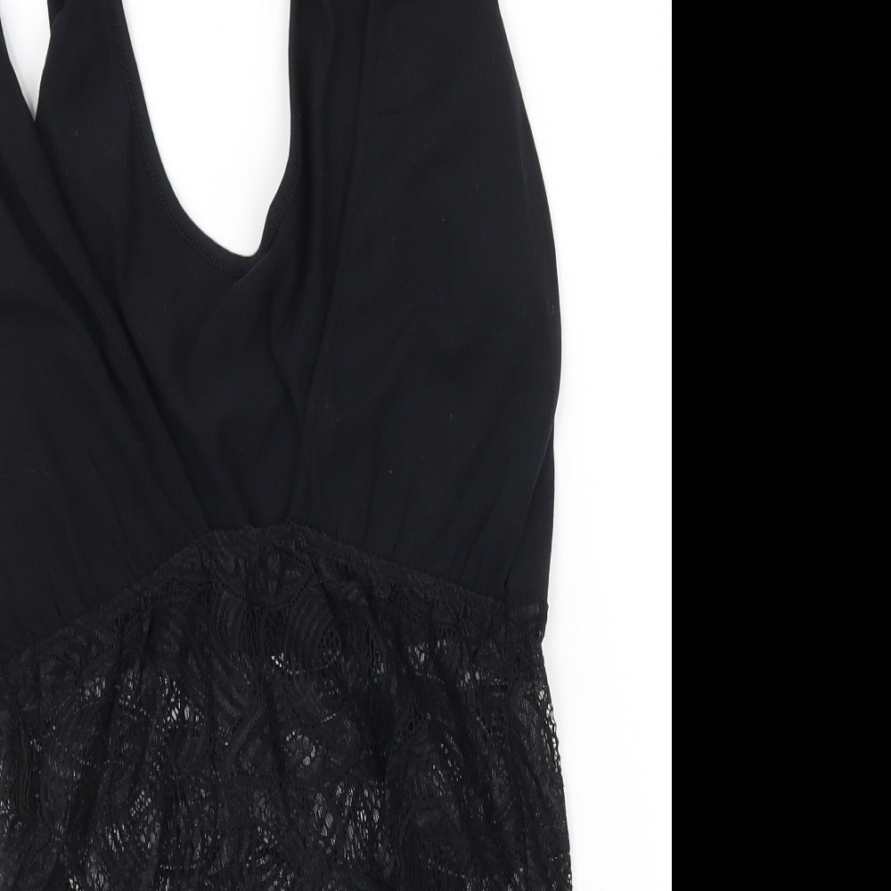 NEXT Womens Black  Jersey Bodysuit One-Piece Size 12  - Lace panel